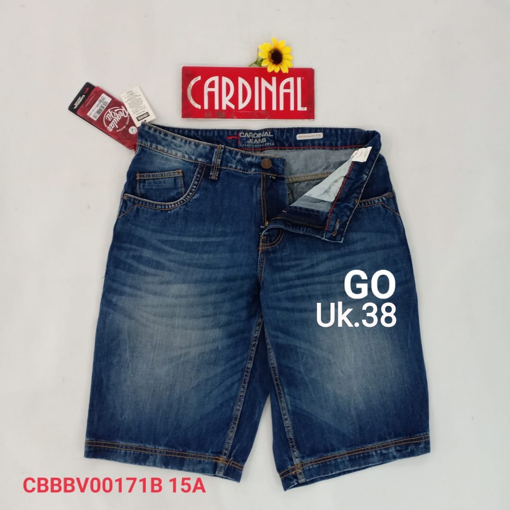 BB 37-38 CARDINAL CBBBV Celana Pendek Cowok Dewasa Jeans Bermuda Casual Sobek Slimfit Reguler Fit