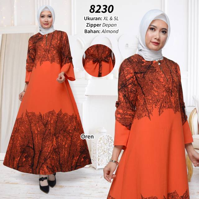 GAMIS ALMOND ABSTRAK AKAR 8230