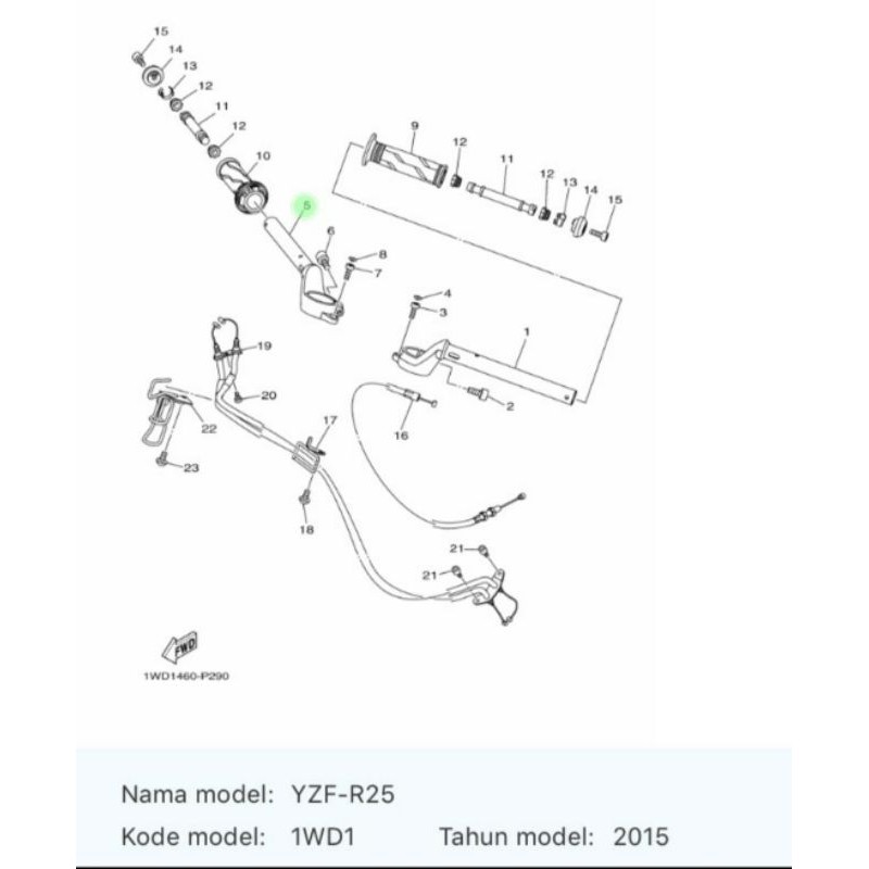STANG STIR KANAN R25 R 25 ASLI ORI YAMAHA 1WD F6122 00