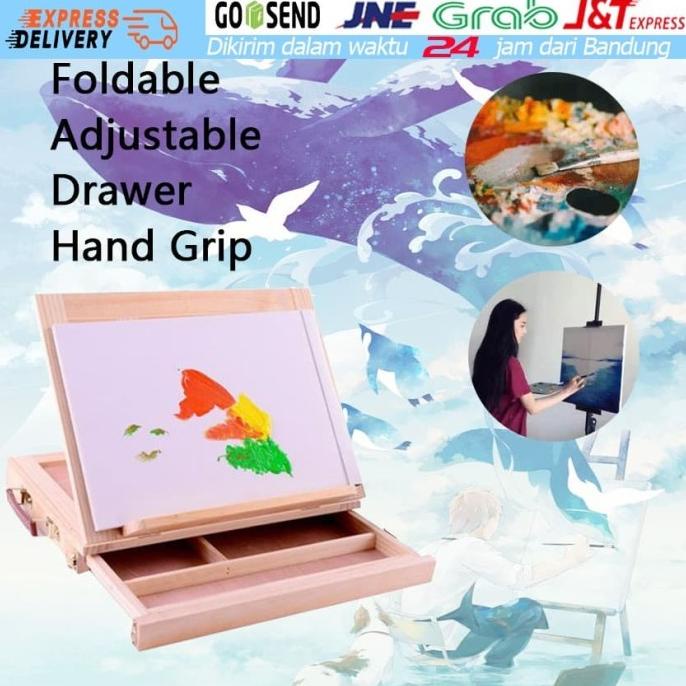 

Wooden Table Easels for Painting Artist Kids Drawer Box Folding Table ---READY---
