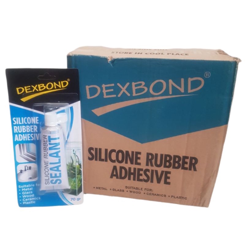 

Lem silikon rubber adhesive DEXBOND 70gram 1 dus isi 12pcs