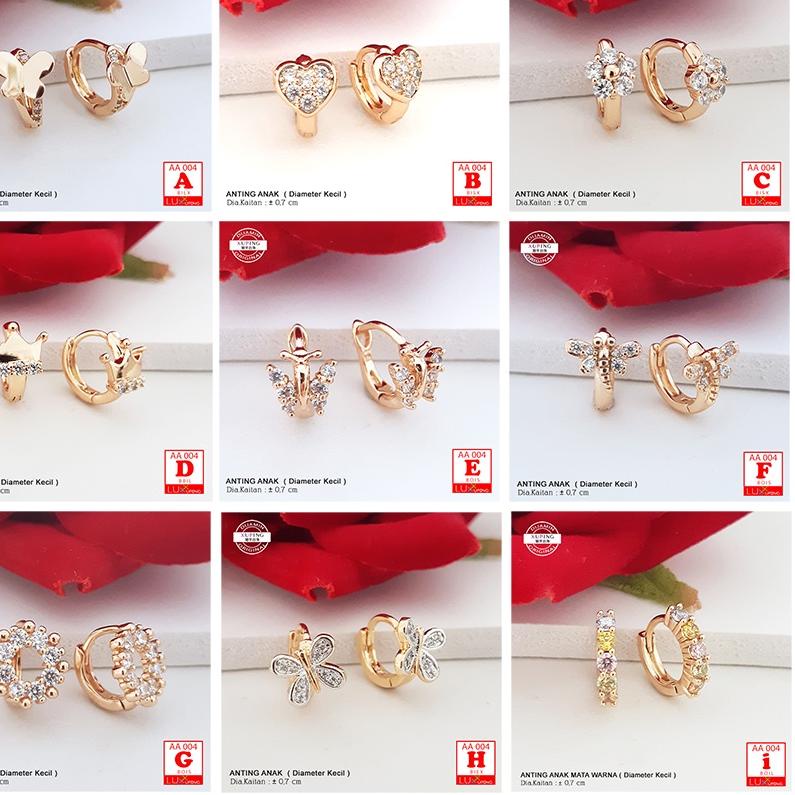 Modern.. AA 004 Anting Xuping Anak Diaameter Kecil Anting Ceplik Anak Mata Warna Perhiasan Anak Lapi