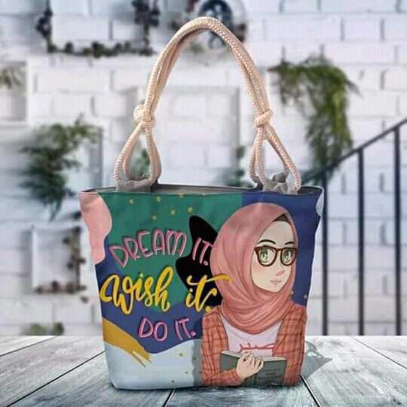 totebag /tas kanvas tali sumbu/tas kekinian/totebag kanvas /tas hijab