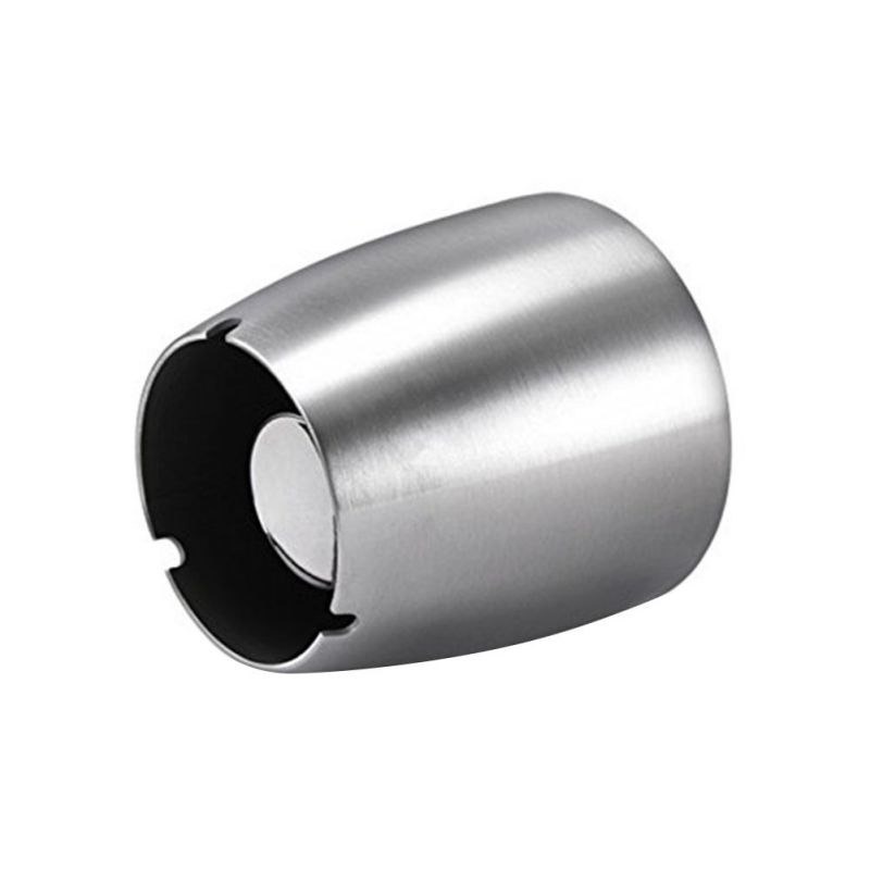 Asbak Rokok Portable Rotation Enclosed Stainless Steel - Anti Angin Cone Cylinder Silver