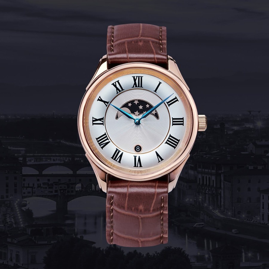 ALVIERI - Firenze Lunar - Rose gold case 40mm White (AFE 211)