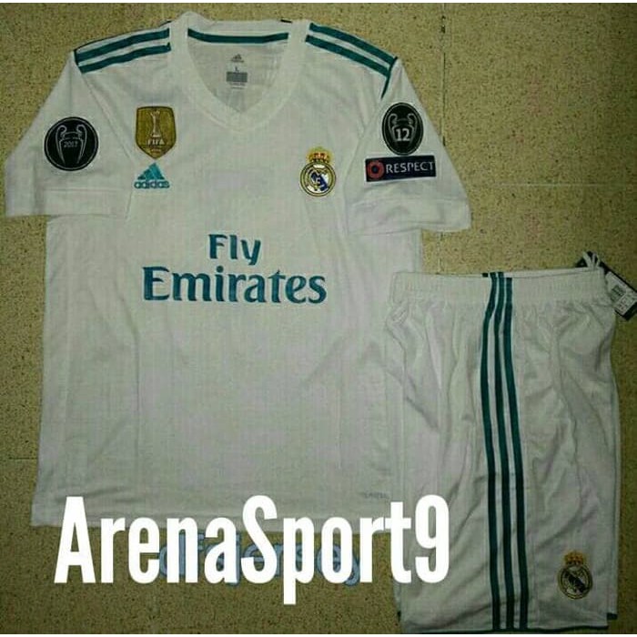 JERSEY REAL MADRID HOME FULL PATCH UCL+CELANA 2017 2018 dibeli