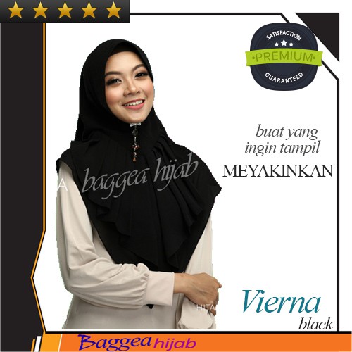 Hijab Jilbab Instan Cantik Murah Vierna Hitam Model Terbaru Kekinian Modis Modern Untuk Pesta
