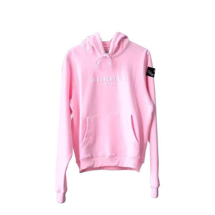 ( Hoodie ) W.Essentiels Ecume Oversized Hoodie Mid Logo Soft Pink Original Hoodie Wanita