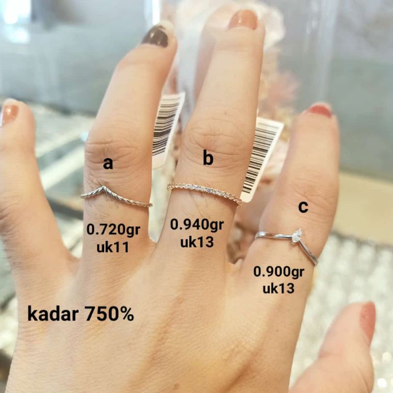 Cincin Emas Asli Model Terbaru Kadar 750%/17Karat