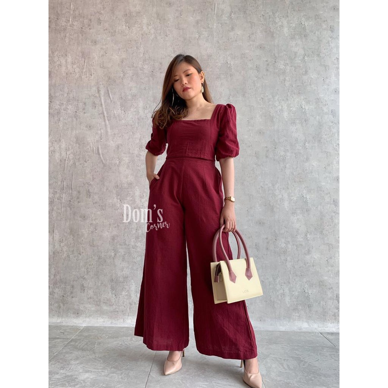 Domscorner - Kulot set Version - Ye jin set CELANA (PO PRE ORDER)-Maroon ALL SIZE