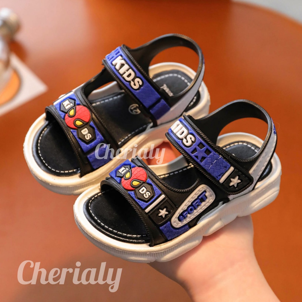 COD Sandal Anak Spiderman Import Laki Laki Sendal Gunung Bahan Jelly Karet PVC Elastis Empuk Perekat Velcro Sol Anti Slip
