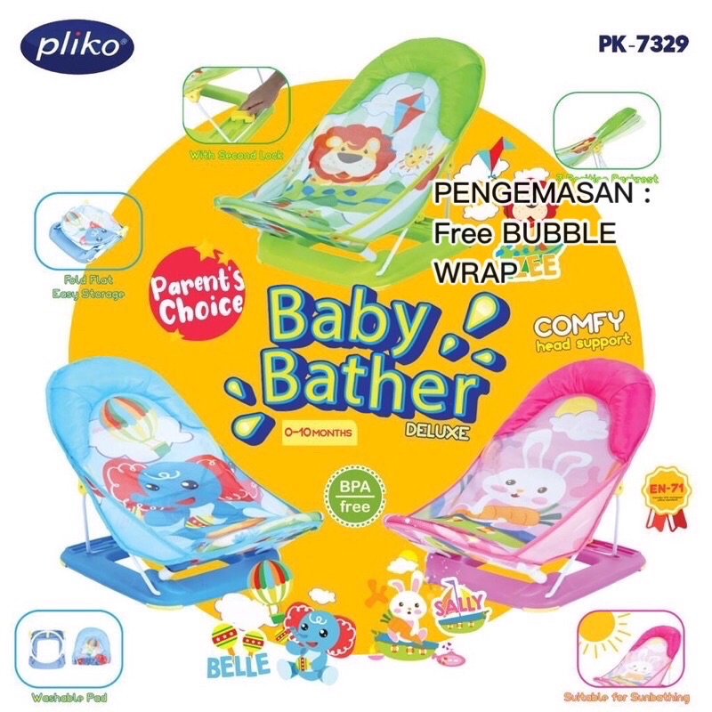 PLIKO Deluxe Baby Bather - Kursi Mandi Bayi/ Dudukan Mandi Bayi/ baby bather/ Bak mandi mandiin bayi/ Pliko Baby Bather