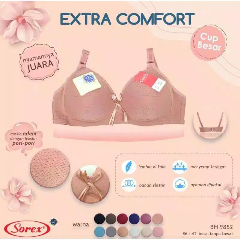 SOREX bra extra Comfort 9852 busa Tipis Tanpa Kawat Cup Besar