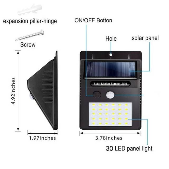 Lampu Tembok Dinding Sensor Solar Tenaga Surya MS-15WLD