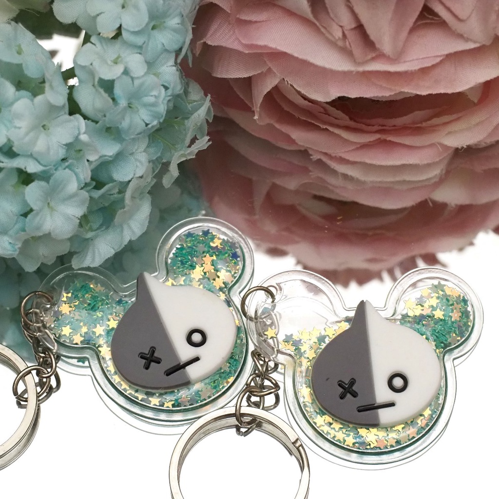 Gantungan Kunci BT21 Glitter Manik Manik Star 3D Karakter Timbul Bubble Bening Lucu Unik Karakter BTS-VAN