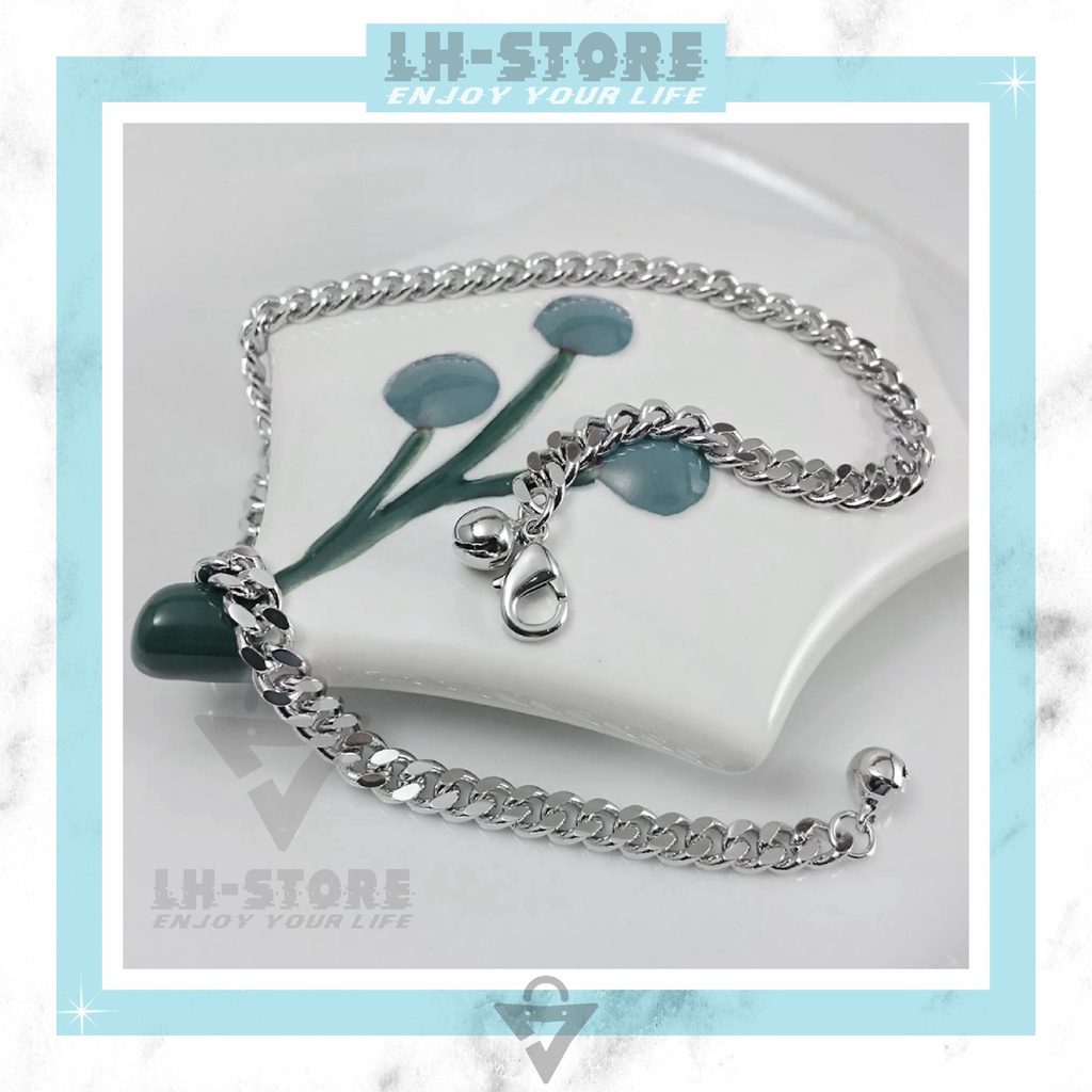 GELANG KAKI TITANIUM WANITA RANTAI POLOS 2 KERINCING ANTI KARAT TERBARU