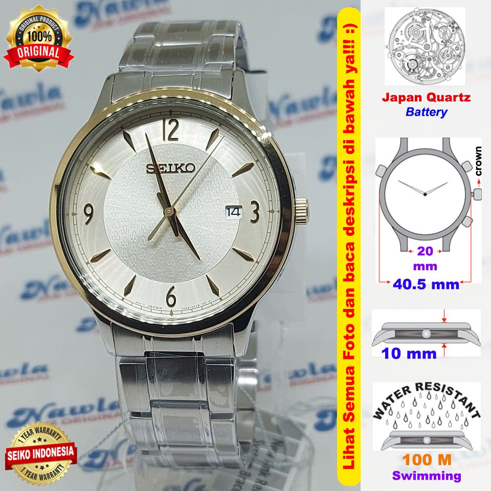 Seiko Quartz SGEH92P1 Gold Dial - Jam Tangan Pria SGEH92