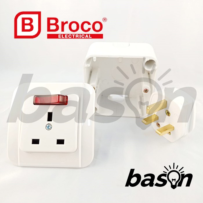 Broco Galleo Snow White | Stop Kontak AC Set | Socket Outlet SET OB 13A