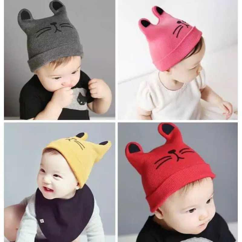 Topi bayi balita anak model telinga kucing kupluk bayi balita bunny baby hat rabbit lucu fashion ana