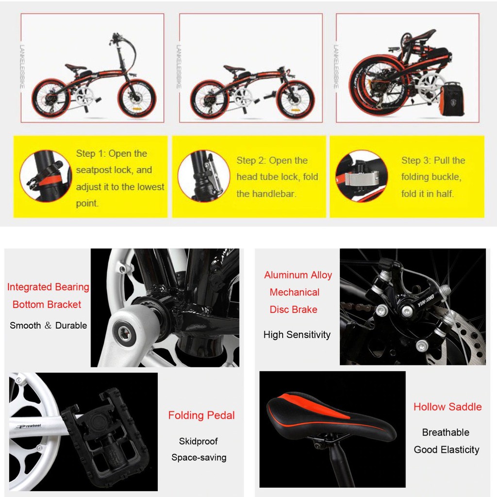 FREE ONGKIR Lankeleisi Sepeda Elektrik Lipat Smart Moped 36V 10Ah 400W - QF600