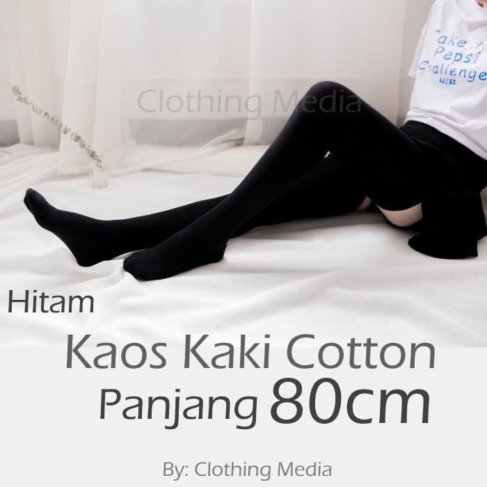 Kaos Kaki Cotton 80cm Super Panjang Katun Kaus Tinggi Overknee Long Socks Thigh High