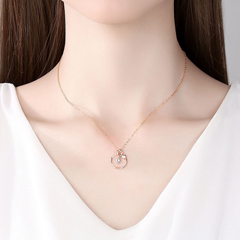 Kalung perak Star Girl-kalung perak asli Murni dan manis The necklace is pure and sweet s925 Original Arctic Deer