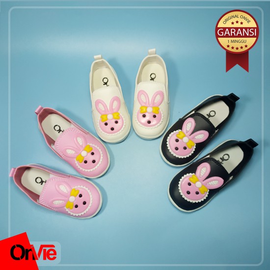 Sepatu Slip On Anak Perempuan Motif Kelinci Lucu Karet 3D | Sepatu Kids Onvie