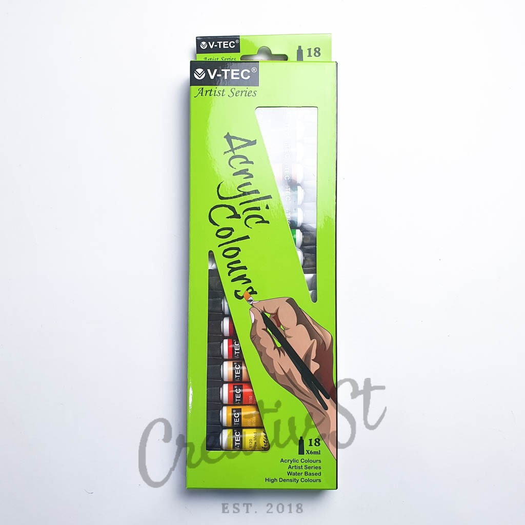 

V-TEC Acrylic 18 Warna Cat Akrilik Vtec Set Paint 6 Ml