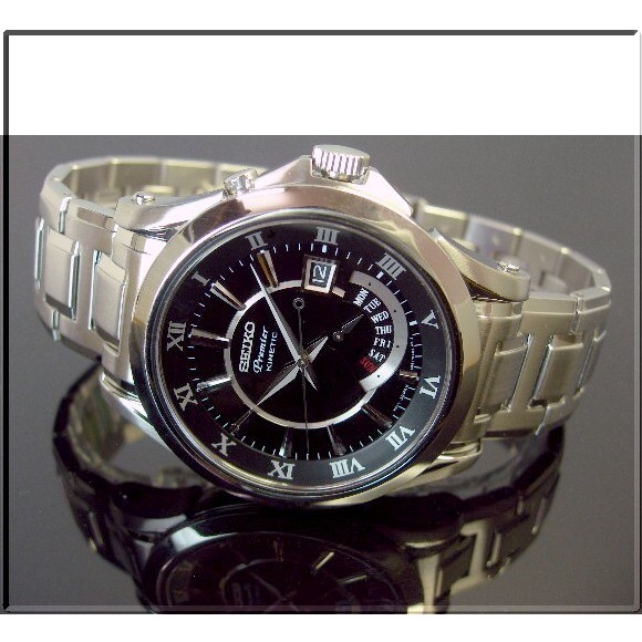 Seiko Premier SRN003P1 Kinetic Sapphire Black Dial - Jam Tangan Pria SRN003