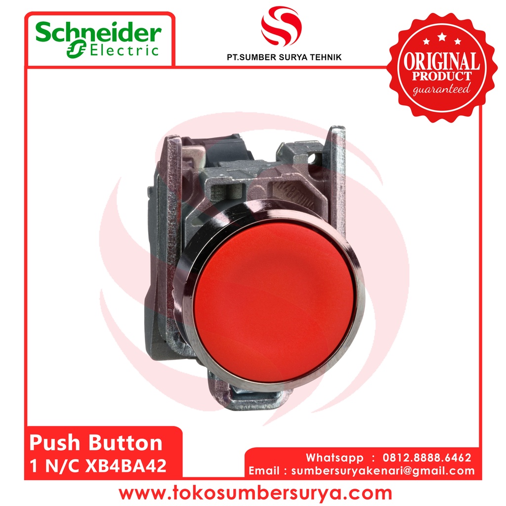 Push Button Warna Merah Saklar Listrik ON OFF SNI XB4BA42 Asli Ori Schneider