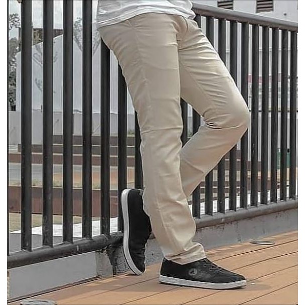 CELANA PRIA SLIM FIT Panjang chino KERJA HARIAN HITAM MOCCA ABU GREY KREAM CREAM Sz 27 - 38