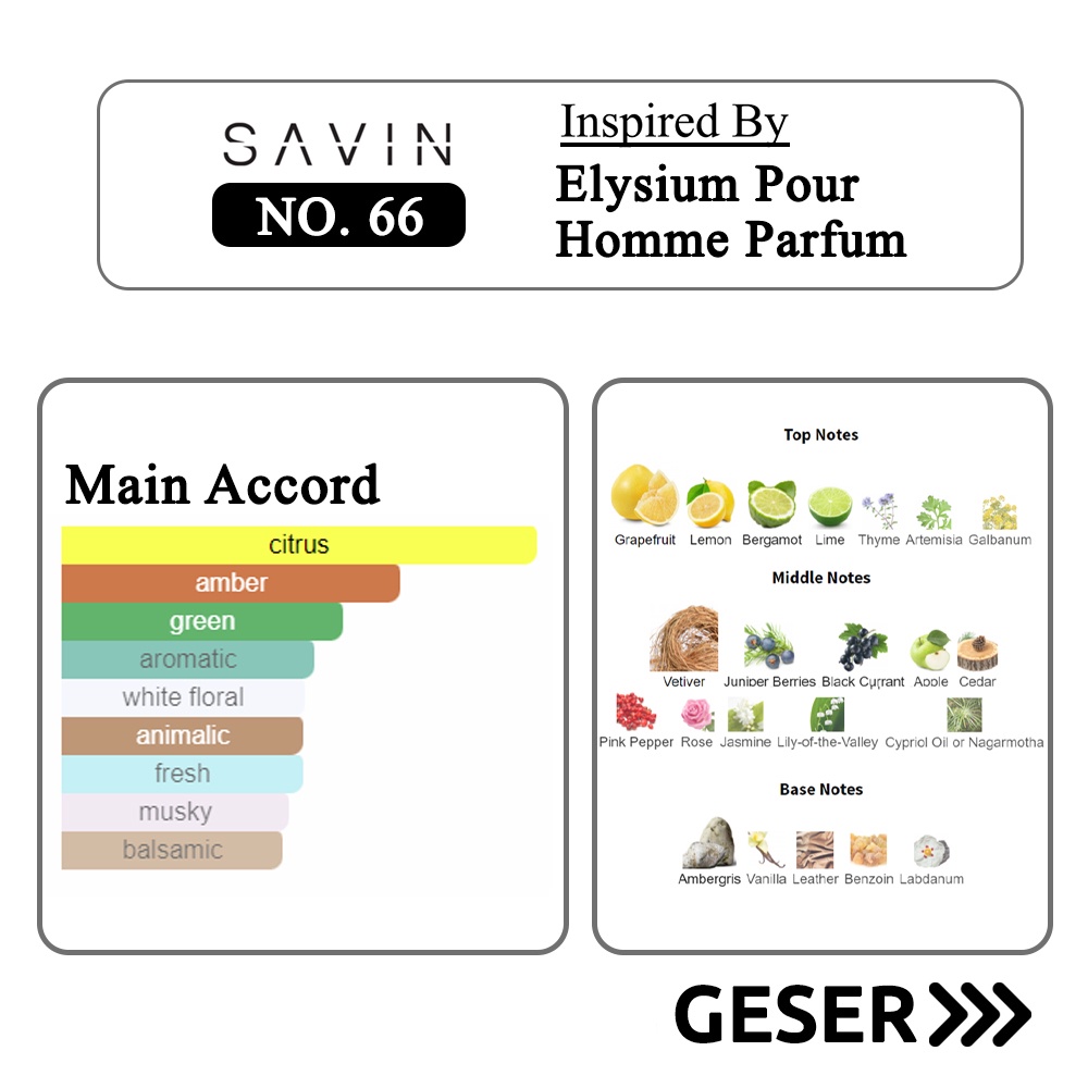 SAVIN PARFUM No. 66 Elysium Pour Homme