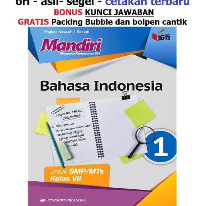 New Buku Mandiri Erlangga Bahasa Indonesia Kelas 7 Smp Kunci Jawaban Shopee Indonesia