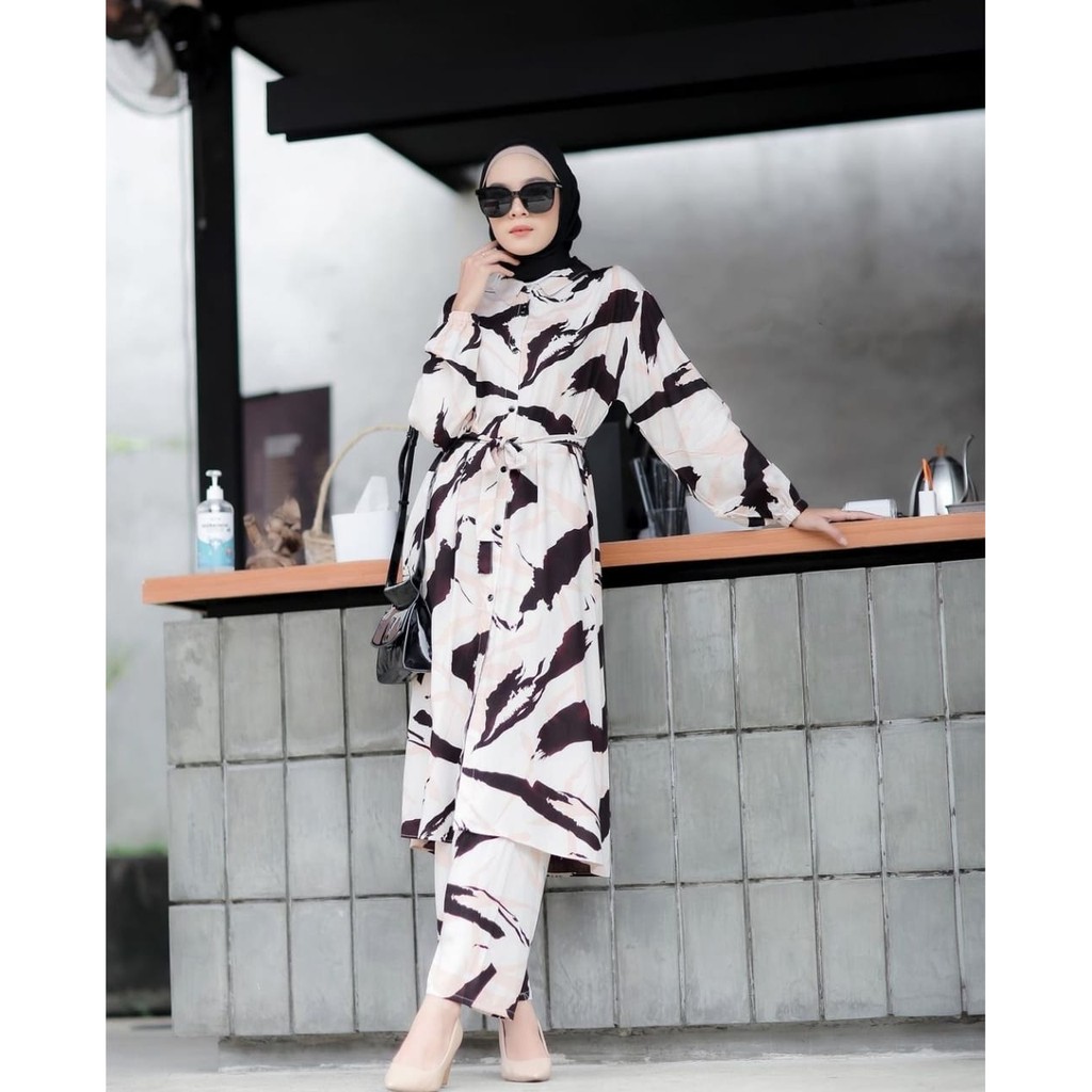 VOUNA ONE SET RAYON VISCOSE / CAELU ONESET LIKA LONG ONE SET TUNIK / SETELAN RAYON BUSUI