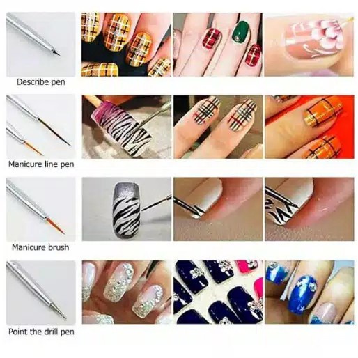 Kuas kuku kutek lukis set tools brush liner peralatan nail art