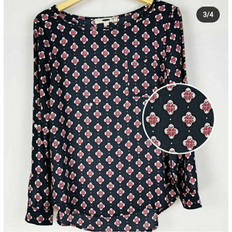 Loft burgundy floral blouse