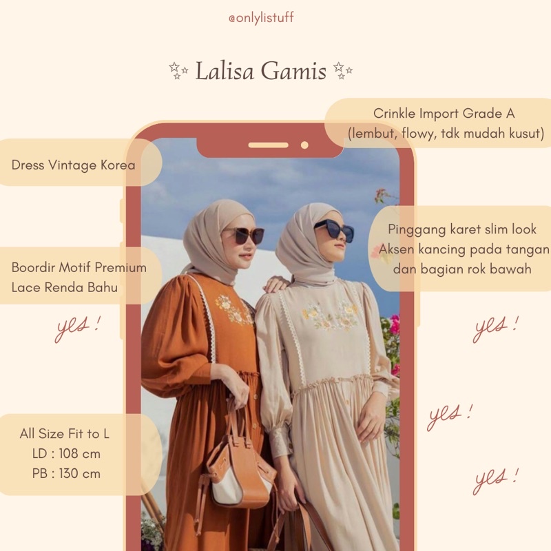 Lalisa Floral Gamis - Dress Vintage Renda Korea Crinkle Aesthetic Earth Tone Color Original Daisy El