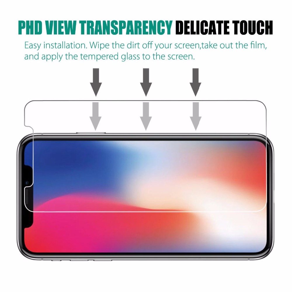 9H Suitable For For iPhone 6 6s 7 8 Plus X XS XR Xs Max 11 Pro Max 12 Mini Tempered Glass Clear Screen Protector Anti-fingerprint Scratch Resistant Film Full Cover Case Friendly