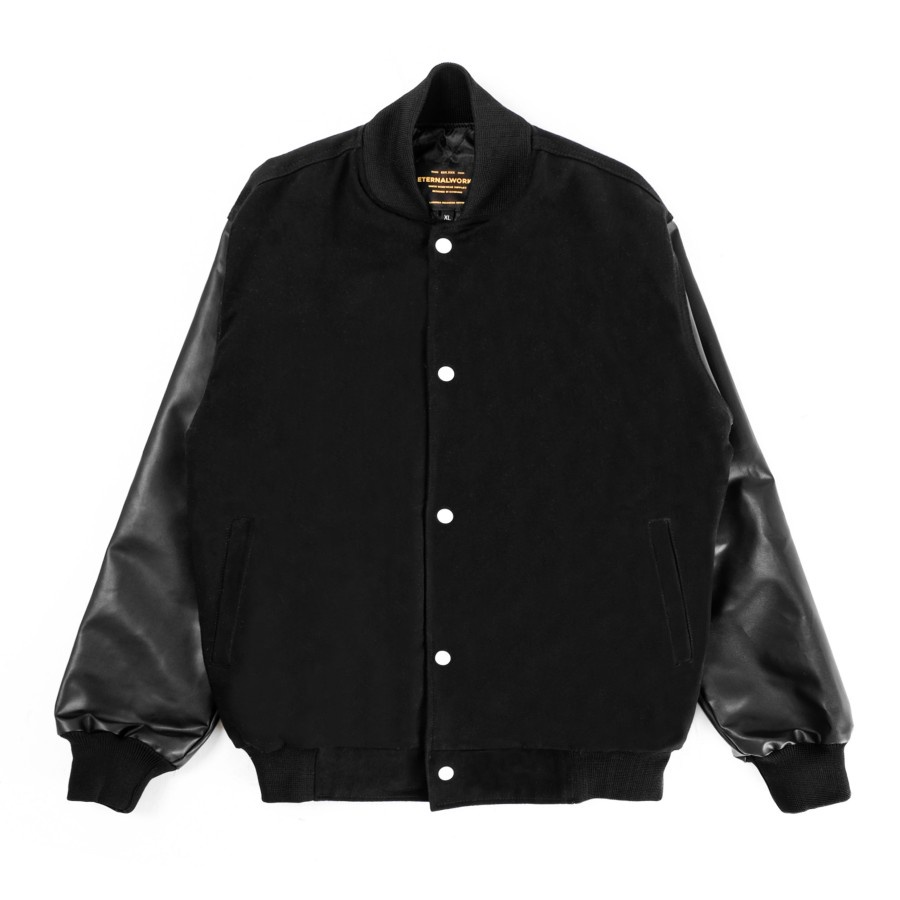 JAKET PRIA - ETERNALWORKS BASIC VARSITY JACKET - SUPER BLACK