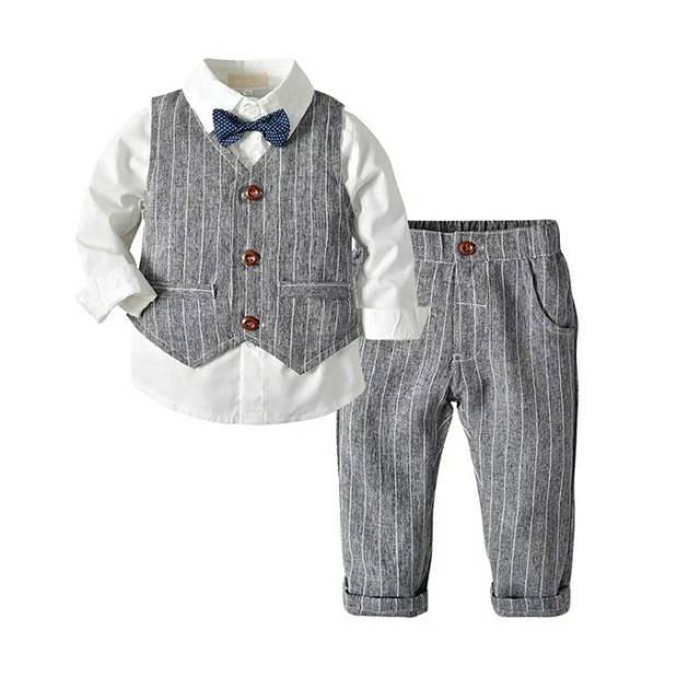 Setelan kemeja blazer vest celana anak laki-laki formal ready stock import murah