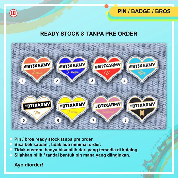 PIN AKLIRIK / PIN BADGE / BROS Ready Stock KATALOG BTS X ARMY