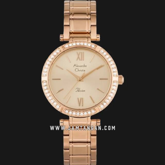 Alexandre Christie AC 2710 LH BRGRG Ladies Gold Dial Rose Gold Stainless Steel