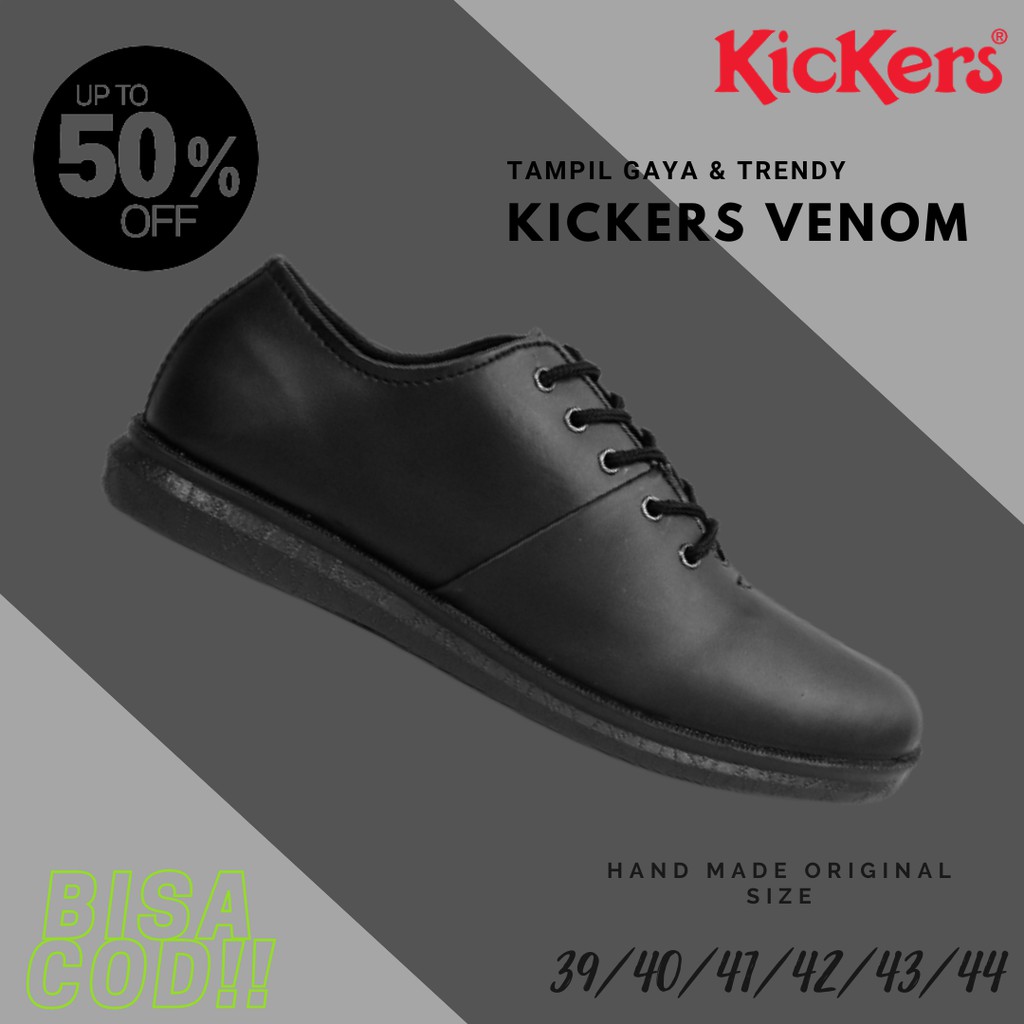 Bayar Di Tempat!! Sepatu Pantofel Pria Kickers Venom Hitam Formal Kasual Bertali Kerja Resmi Laki