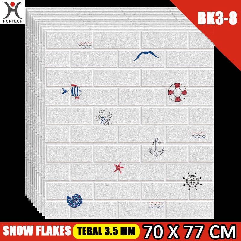 Wallpaper Dingding 3D Foam Motif Batu Bata 70 x 77 CM Dekorasi Dinding Kamar  Murah-BK38 FISH 3,5mm