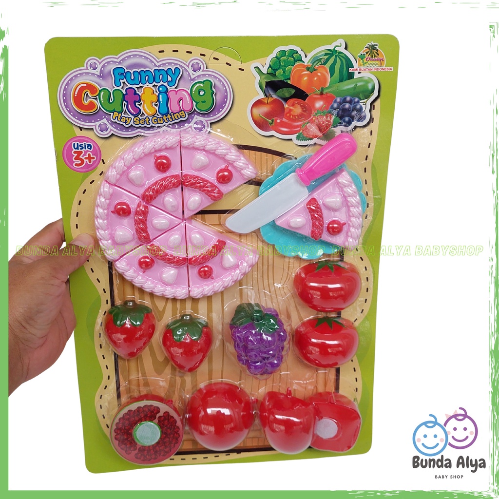 MAINAN ANAK MURAH BUAH DAN SAYUR KUE ULANG TAHUN DAN ANEKA MAINAN BUAH SAYUR MASAK MASAKAN - Mainan Potong Kue Buah Funny Cutting Play Set - Mainan Anak Perempuan Kue Dan Buah Potong - Mainan Anak SNI