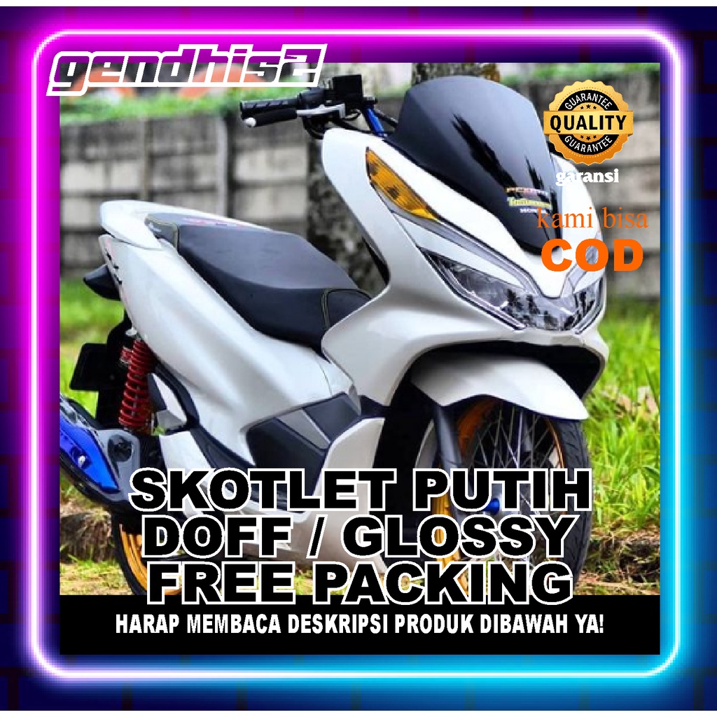 Skotlet Putih Doff / Putih Glossy Mengkilap Wrapping Motor