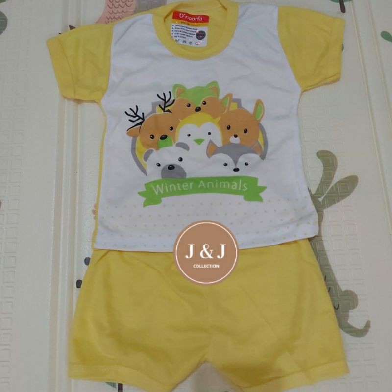 Baju Setelan/ Baju + Celana Pendek bayi Dnoorfa (6-12bln)