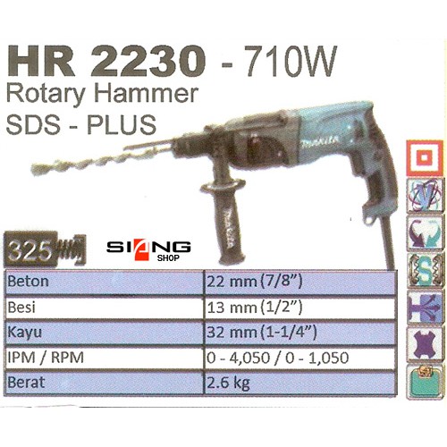 Makita HR 2230 / HR2230 Mesin Bor Rotary Hammer