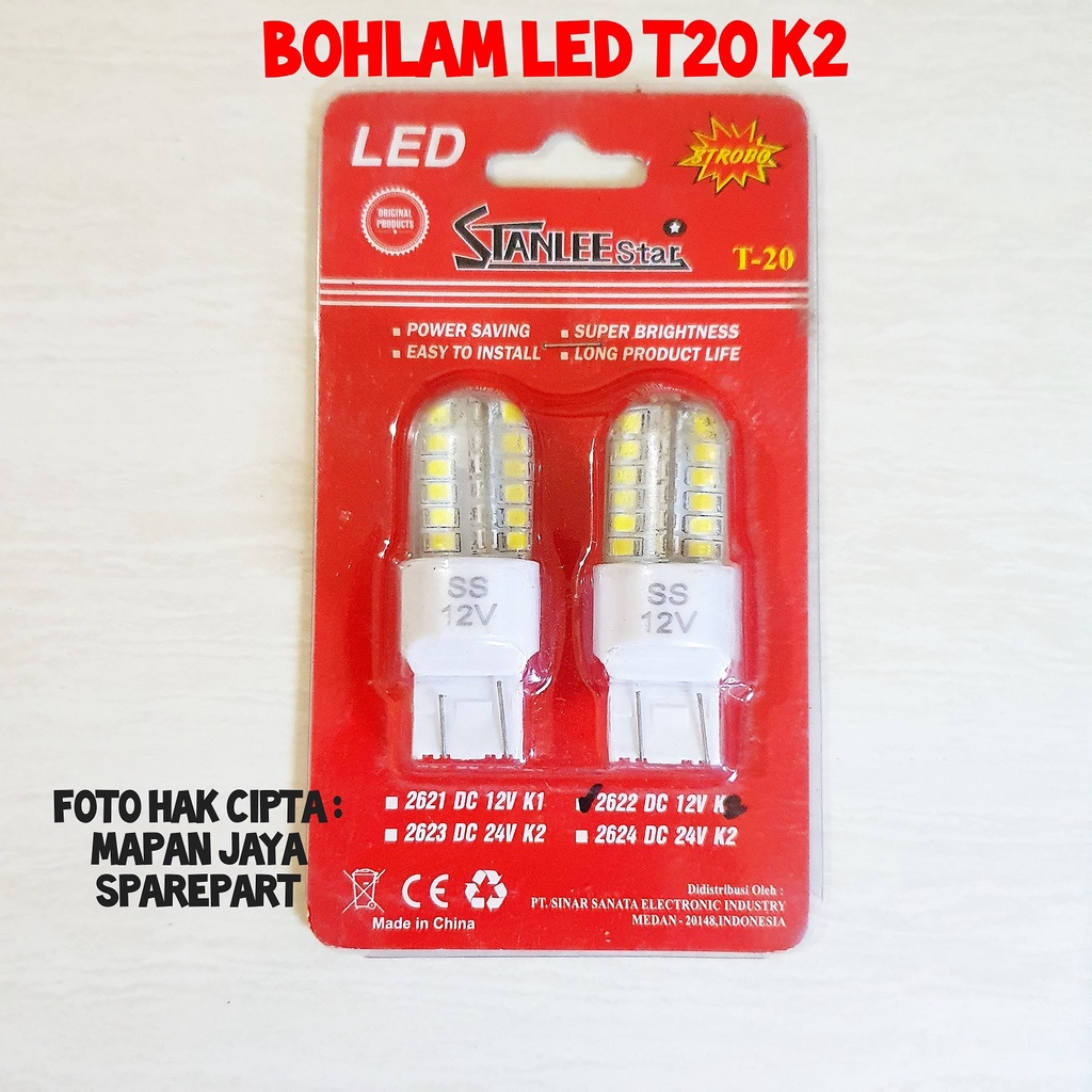 BOHLAM LAMPU REM LED T20 KAKI 2 STANLEESTAR 12V