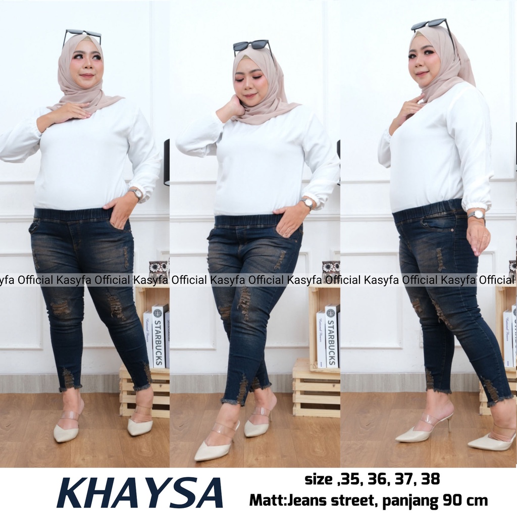 KHAYSA JUMBO JEGGING JEANS 7/9 RIPPED // KHAYSA JEANS LEGGING SOBEK SIZE (35-38)